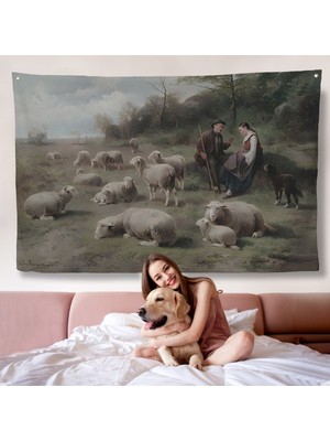 Cornelis Van Leemputten Schaferpaar Mit Herde Duvar ÖRTÜSÜ-7006