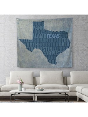 Amerika Teksas Haritası Kanvas Duvar ÖRTÜSÜ-HALISI-5895