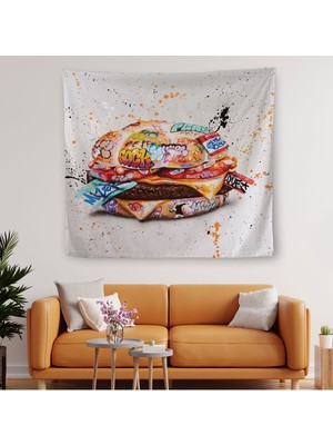 Hamburger Graffiti Kanvas Duvar Örtüsü-Halısı, Banksy Sokak Graffiti Duvar ÖRTÜSÜ-HALISI-5344