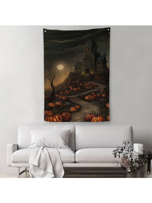 Korku Evi Cadılar Bayramı Dekoru, Cadılar Bayramı Partisi Duvar Örtüsü - HALISI-5248