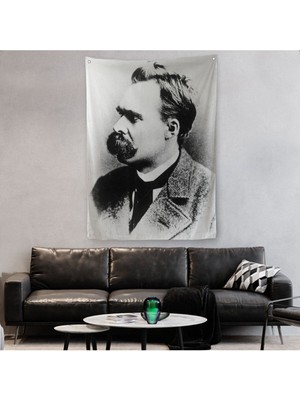 Friedrich Nietzsche Siyah Beyaz Dekoratif Duvar Örtüsü - HALISI-5963