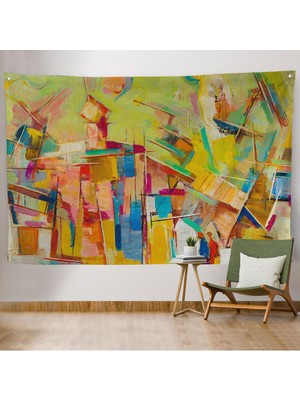 Duvar Örtüsü Soyut Yağlıboya Görünümlü Kaliteli Kanvas Duvar HALISI-3987