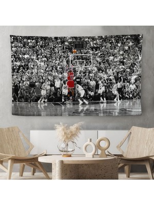 Michael Jordan Maç Sonu Şutu Kanvas Duvar Örtüsü-Halısı, Chicago Bulls NBA-5088