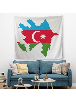 Azerbaycan Haritası Dekoratif Kanvas Duvar ÖRTÜSÜ-HALISI-5806