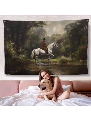 Beyaz At Üzerinde Soylu Duvar ÖRTÜSÜ-7024