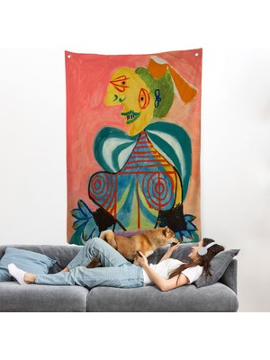 Pablo Picasso - Lee Miller'ın Arlesienne Rolündeki Portre Duvar ÖRTÜSÜ-7341