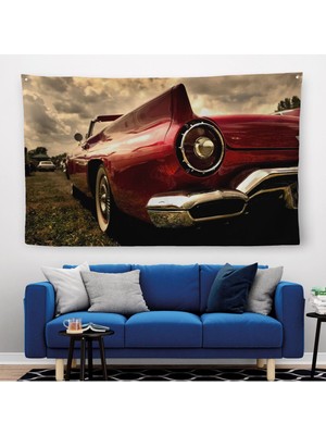 Kırmızı Klasik Araba Duvar ÖRTÜSÜ-HALISI-6597