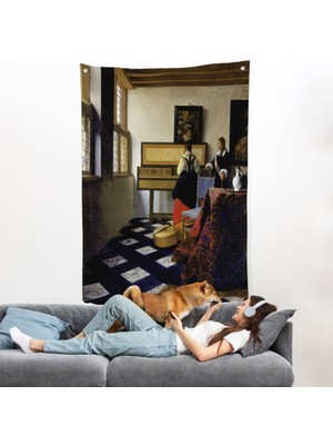 Johannes Vermeer - Müzik Dersi Duvar Örtüsü - The Music LESSON-7348