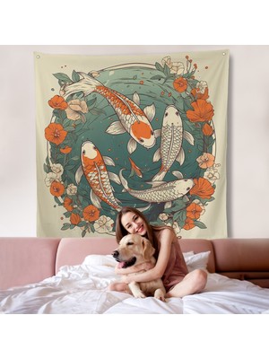 Yüzen Koi Balıkları Duvar ÖRTÜSÜ-8347