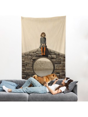 Duvarda Oturan Yalnız Kız Duvar ÖRTÜSÜ-7535