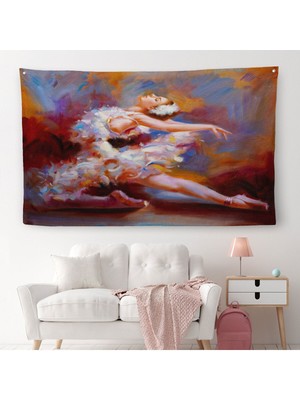 Balerin Kadın Yağlıboya Görünümlü Kanvas Duvar Örtüsü-Halısı, Sanat Evi DEDORU-5026