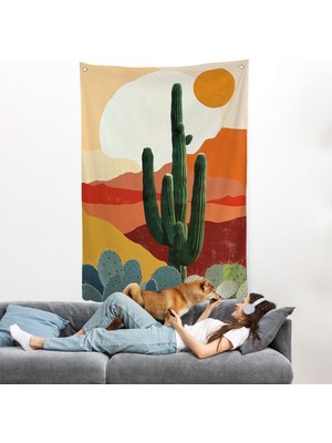 Çöldeki Soyut Kaktüs Duvar ÖRTÜSÜ-7583