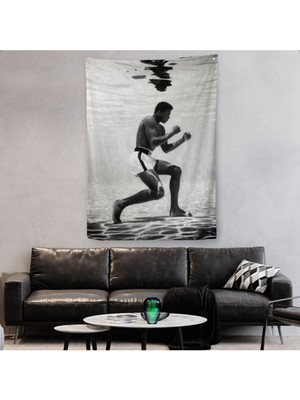Su Altında Antreman Yapan Boksor Muhammet Ali Duvar Örtüsü-Halısı - HALISI-6204