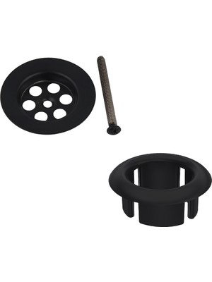 Fkn Siyah Lavabo Süzgeci ve Su Taşma Yüzüğü