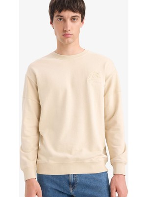 DeFacto Boxy Fit Rahat Kesim Bisiklet Yaka Düğmeli Sweatshirt F0118AX25AU