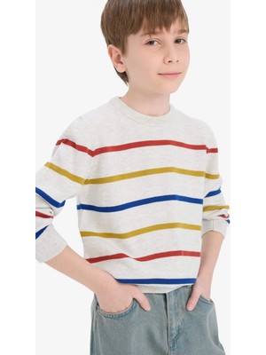 DeFacto Erkek Çocuk Çizgili Bisiklet Yaka Triko Kazak F3742A825WN
