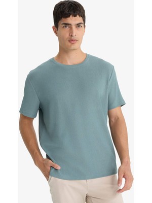 DeFacto Regular Fit Bisiklet Yaka Dokulu Kısa Kollu Tişört F8480AX25AU