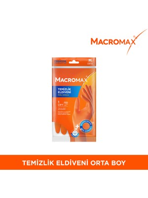 Orta Boy Medium Beden Temizlik Eldiveni Pamuklu İç Yüzeyli, Kaydırmaz Desenli