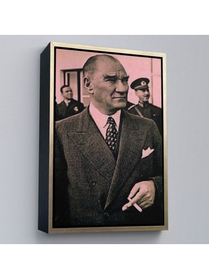 Pamuk's Design Çerçeveli Atatürk Portre Tablosu Mustafa Kemal Atatürk Dikdörtgen Dekoratif Kanvas TABLO-132