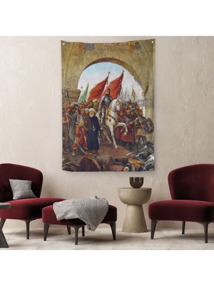 Fausto Zonaro Fatih Sultan Mehmet Istanbul'a Girişi Duvar Örtüsü - HALISI-5298