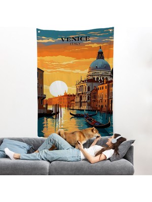 Pamuk's Design Italya Venedik Kanal Yağlıboya Duvar ÖRTÜSÜ-7858