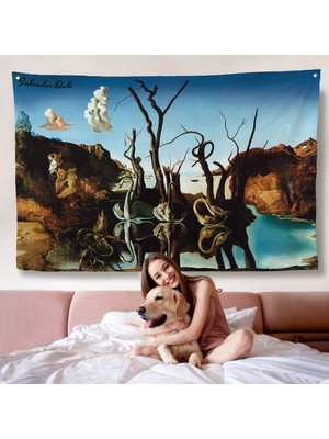 Pamuk's Design Salvador Dali - Filleri Yansıtan Kuğular Duvar Örtüsü - Swans Reflecting ELEPHANTS-7118