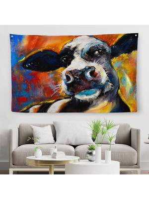 Pamuk's Design Inek Portresi Modern Sanat Dekoratif Kanvas Duvar ÖRTÜSÜ-HALISI-652