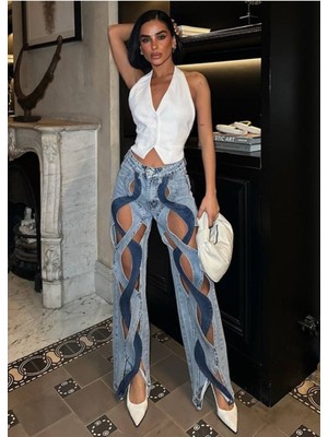 Tasarım Pinterst Model Kot Pantolon Jeans Ithal Kumaş Kalite Palazzo Pantolon