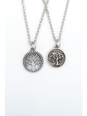 2'li Minimal Hayat Yaşam Ağacı Erkek Kadın Kolye Seti - 29871