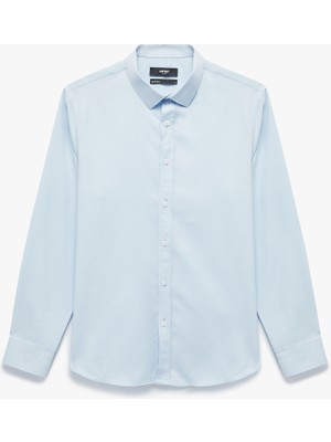 Yarım Italyan Yaka Uzun Kollu Slim Fit Klasik Gömlek