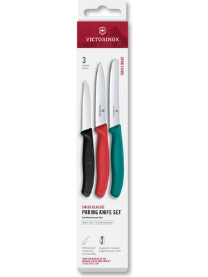 Victorinox 6.7116.34C1 Swiss Classic Paslanmaz Çelik 3'lü Bıçak Seti Renkli