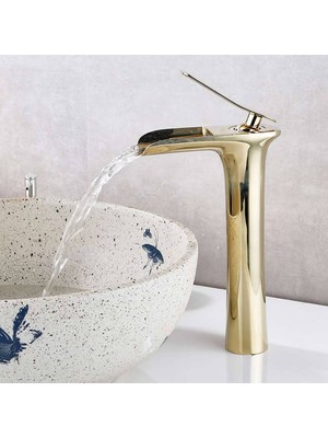 Fkn Şelale Çanak Lavabo Bataryası Pvd Gold(Altın) - Aç - Kapa