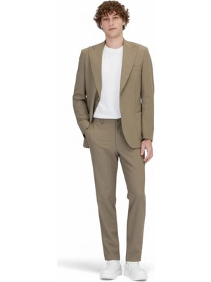 Vizon Çizgili Modern Fit Takım Elbise