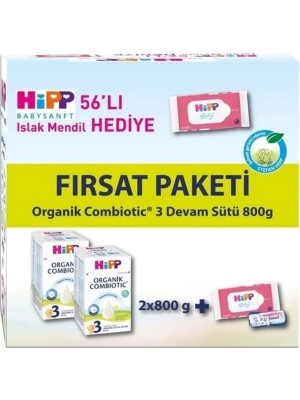Hipp    3 Organik Combiotic Bebek Sütü 800 gr X2 Islak