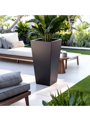 Aura Conica Fiber Konik Saksı 70x40cm Mat Büyük Boy - Üst Açıklık 40CM - Yükseklik 70CM Fiber Saksı Fiberglass