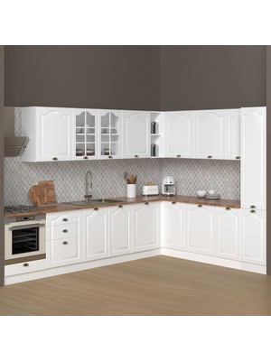 270 cm Greena Whıte Mutfak + 200 cm Köşe + 40 cm Boy Dolabı