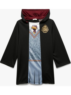 Harry Potter Kostüm Elbise Lisanslı Kapşonlu Baskı Detaylı Uzun Kollu