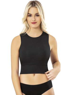 Kota 6801 Bayan Modelli Dalgıç Pedli Krop -Siyah - - Xl