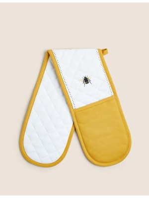 Marks & Spencer Saf Pamuklu Arı Desenli Fırın Eldiveni