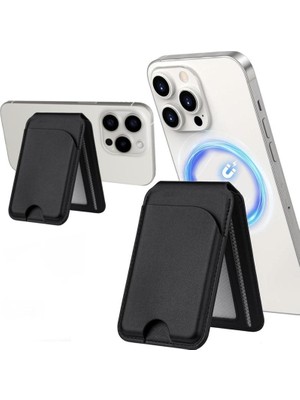 Alstrap iPhone  11 12 13 14 15 16 Uyumlu Katlanabilir Manyetik Pu Deri Kartlık Cüzdan Stand Özellikli