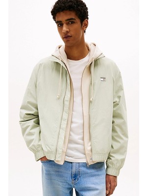 Erkek Fermuarlı Dik Yaka Ceket - Açık Yeşil