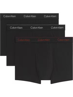 Erkek Rahat Kalıp Logo Şeritli 3'lü Boxer Paket - Siyah