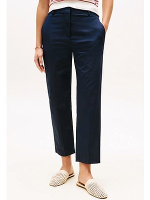 Kadın Slim Straight Fit Chino Pantolon - Lacivert