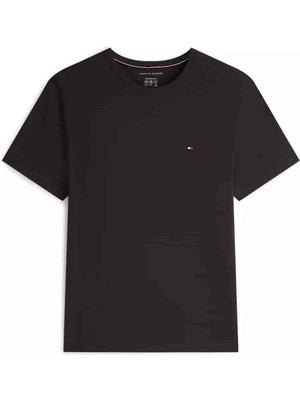 Erkek Tam Kalıp Bisiklet Yaka Teknik Kumaş T-Shirt - Siyah