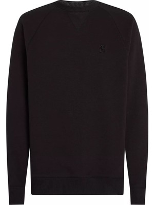 Erkek Monogram Logolu Sweatshirt - Siyah