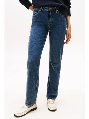 Kadın Klasik Düz Paça Jean Pantolon - Mavi