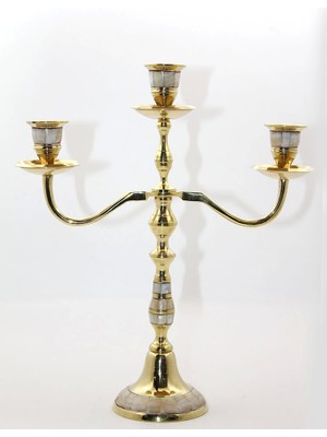 Markport Pirinç Sedefli 3'lü Şamdan 19124