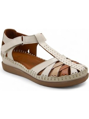 Venüs 25033540 Günlük Hakiki Deri Bayan Sandalet-Bej