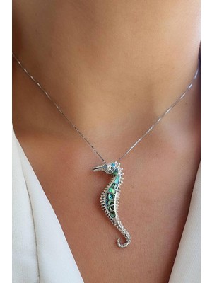 Osean Mystıque Okyanus Sedefi 925AYAR Gümüş Tasarım Deniz Atı Kolye