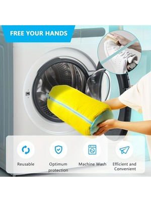 Pratikus Yıkama Torbası – Ayakkabı Için Yırtılmaz Çamaşır Makinesi Filesi, Düğümsüz, Yıkanabilir, Kolay Saklama